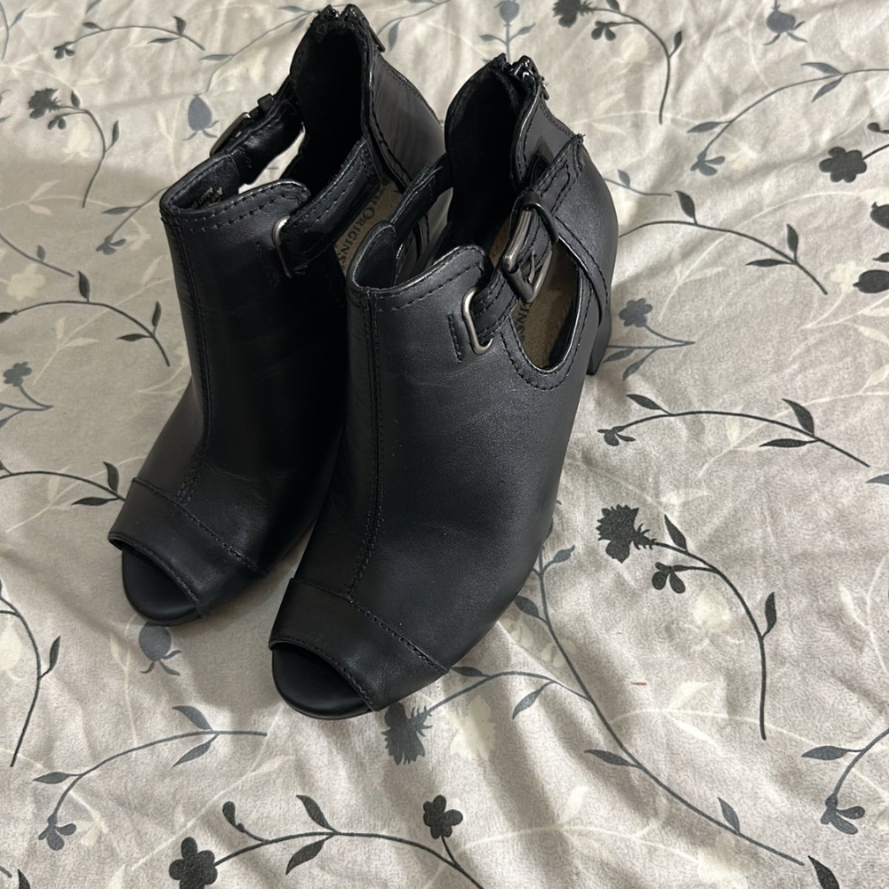 Earth Origins Black Peep-Toe Ankle Booties